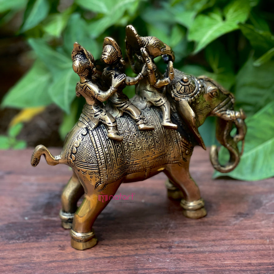 Brass Ganesha Riding Elephant